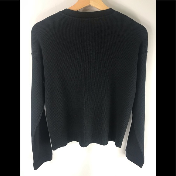 Everlane Women's Cotton Waffle Henley Thermal Tee Washed Black - Picture 6 of 6